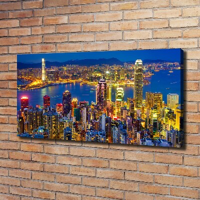 Quadro stampa su tela Hong Kong di notte