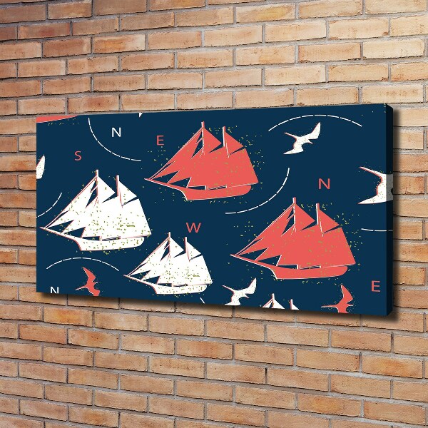 Foto quadro su tela Navi uccelli marini