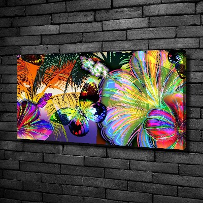 Quadro su tela Fiori e una farfalla