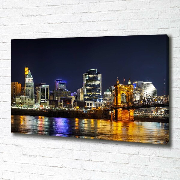 Quadro stampa su tela Il fiume Ohio di notte