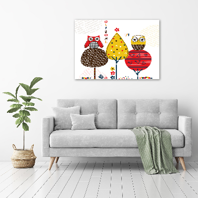 Foto quadro su tela Gufi su un albero