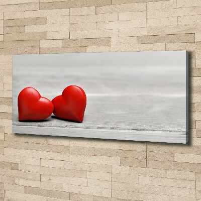 Quadro stampa su tela Cuori su legno