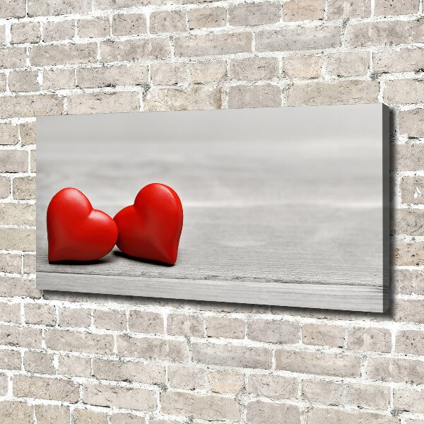 Quadro stampa su tela Cuori su legno