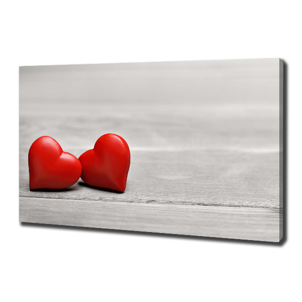 Quadro stampa su tela Cuori su legno