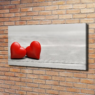 Quadro stampa su tela Cuori su legno