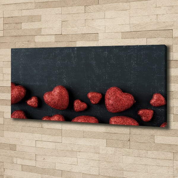 Quadro su tela Cuori sulla scacchiera