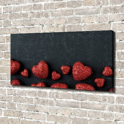 Quadro su tela Cuori sulla scacchiera