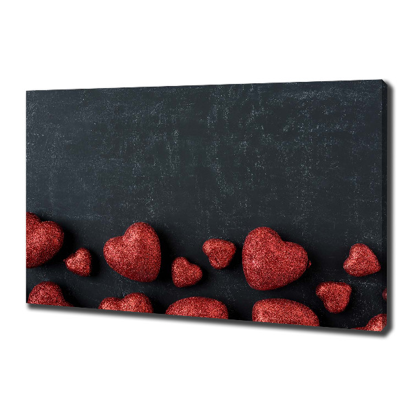 Quadro su tela Cuori sulla scacchiera