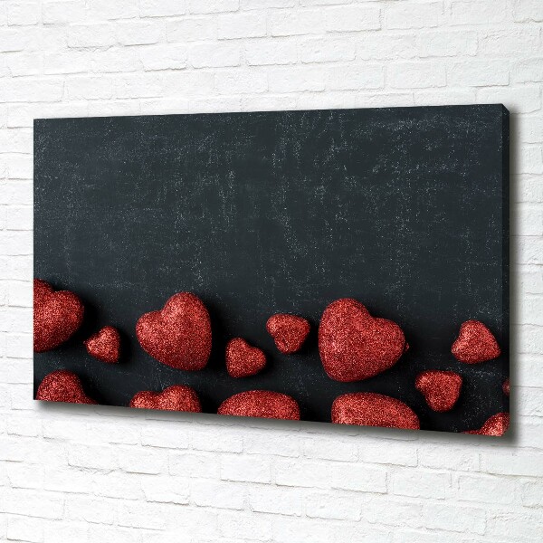 Quadro su tela Cuori sulla scacchiera