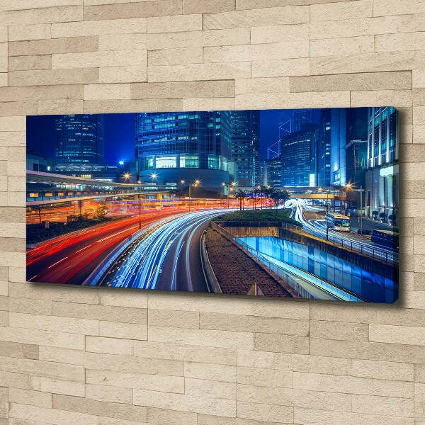 Quadro stampa su tela Hong Kong di notte
