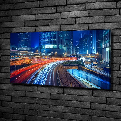 Quadro stampa su tela Hong Kong di notte