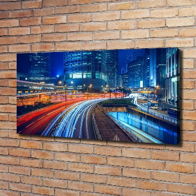 Quadro stampa su tela Hong Kong di notte