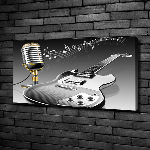 Foto quadro su tela Chitarra e microfono