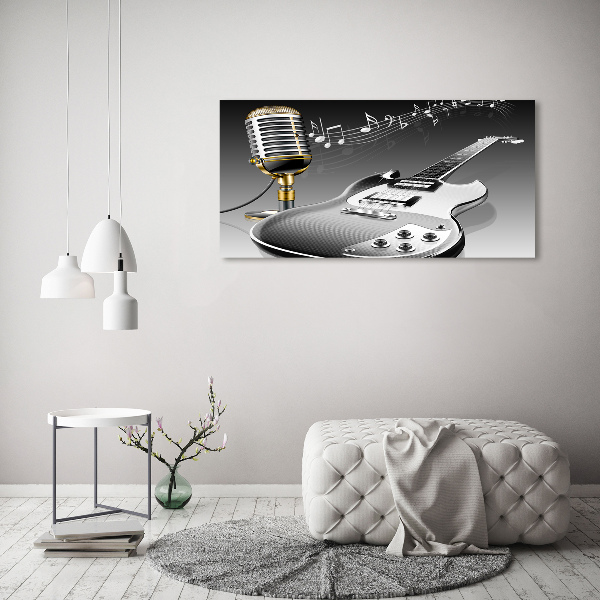 Foto quadro su tela Chitarra e microfono