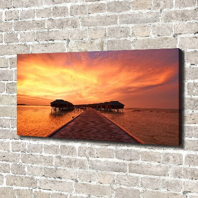 Foto quadro su tela Bungalow alle Maldive