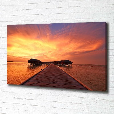 Foto quadro su tela Bungalow alle Maldive