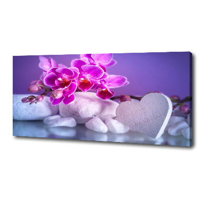 Quadro su tela Orchidea e cuore