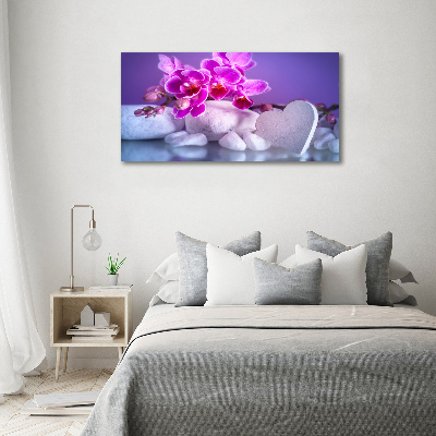 Quadro su tela Orchidea e cuore