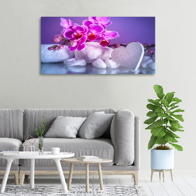 Quadro su tela Orchidea e cuore
