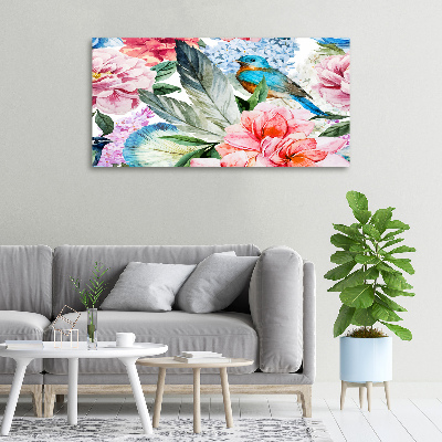 Quadro su tela Fiori e uccelli