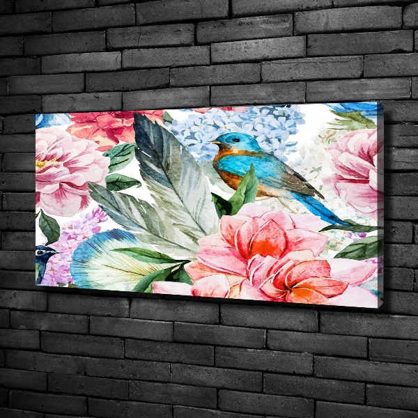 Quadro su tela Fiori e uccelli