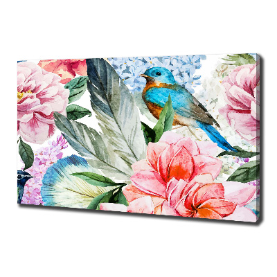 Quadro su tela Fiori e uccelli