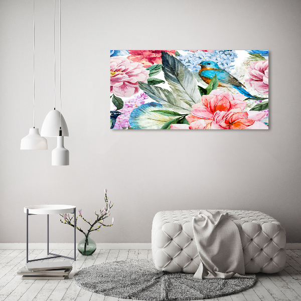 Quadro su tela Fiori e uccelli