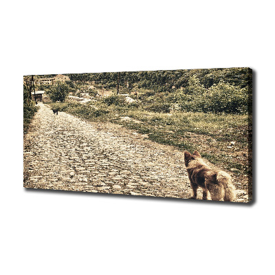 Quadro su tela Due cani su una collina