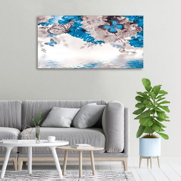 Foto quadro su tela Fiori e farfalle