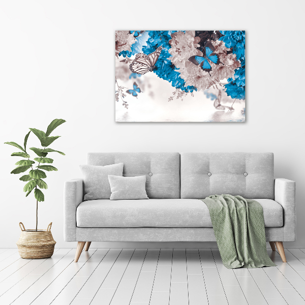 Foto quadro su tela Fiori e farfalle