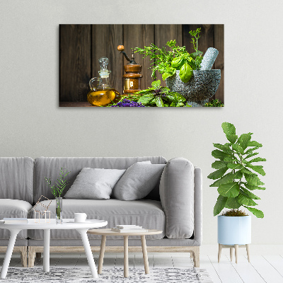 Foto quadro su tela Erbe aromatiche in un mortaio