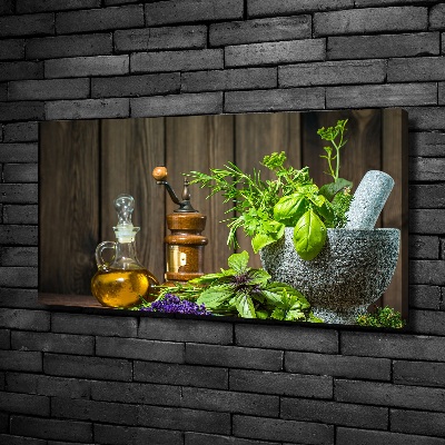 Foto quadro su tela Erbe aromatiche in un mortaio