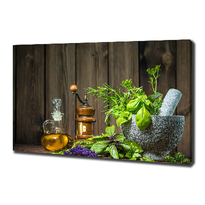 Foto quadro su tela Erbe aromatiche in un mortaio