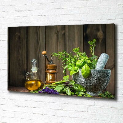 Foto quadro su tela Erbe aromatiche in un mortaio