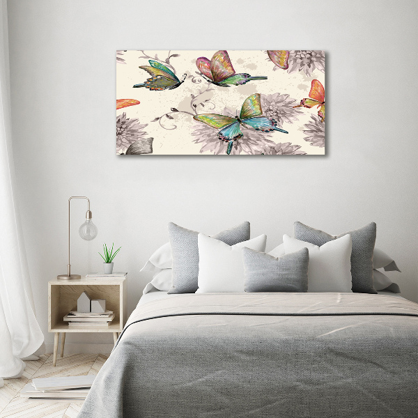 Quadro su tela Farfalle e fiori