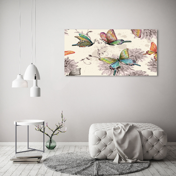 Quadro su tela Farfalle e fiori