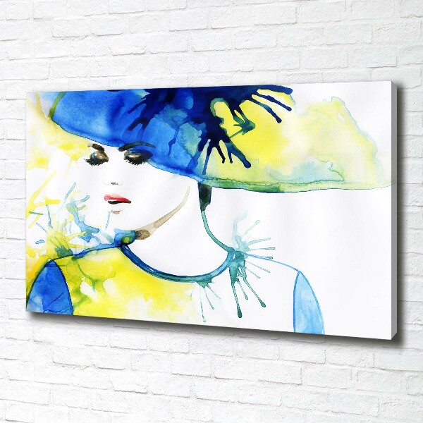 Quadro su tela Donna con il cappello