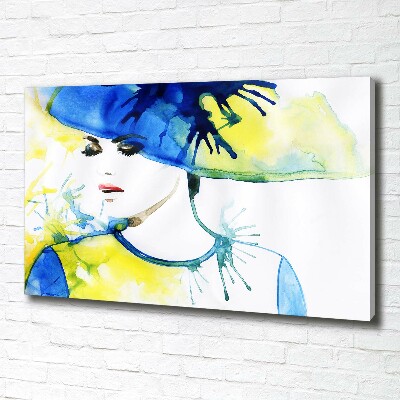 Quadro su tela Donna con il cappello