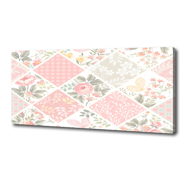 Quadro stampa su tela Motivo con rose e farfalle