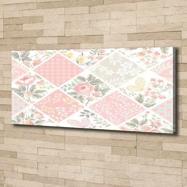 Quadro stampa su tela Motivo con rose e farfalle