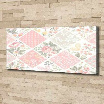 Quadro stampa su tela Motivo con rose e farfalle