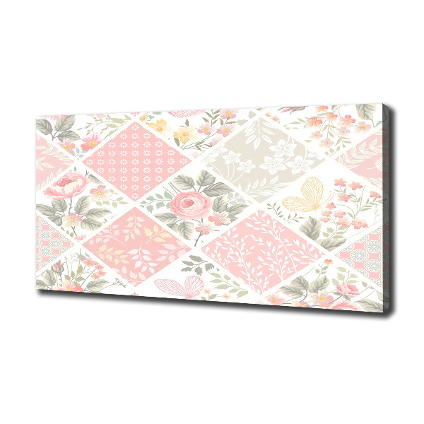 Quadro stampa su tela Motivo con rose e farfalle