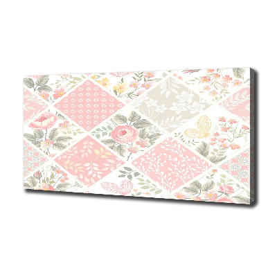 Quadro stampa su tela Motivo con rose e farfalle