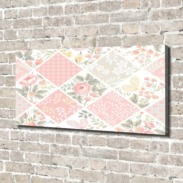 Quadro stampa su tela Motivo con rose e farfalle