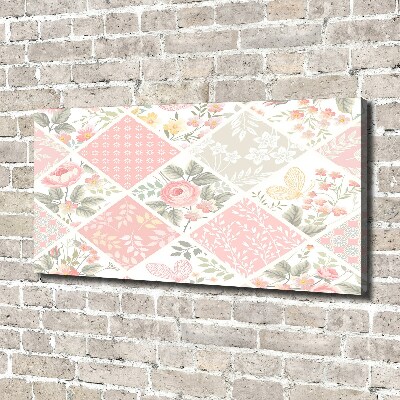 Quadro stampa su tela Motivo con rose e farfalle