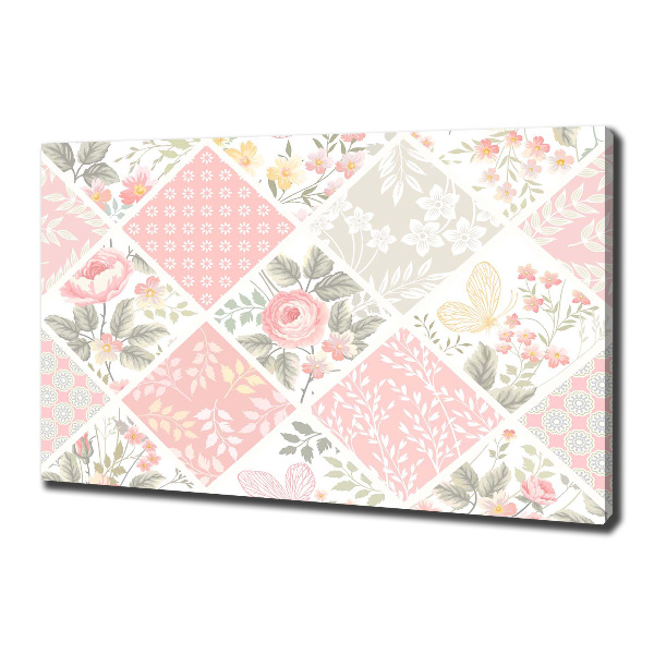 Quadro stampa su tela Motivo con rose e farfalle