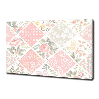 Quadro stampa su tela Motivo con rose e farfalle