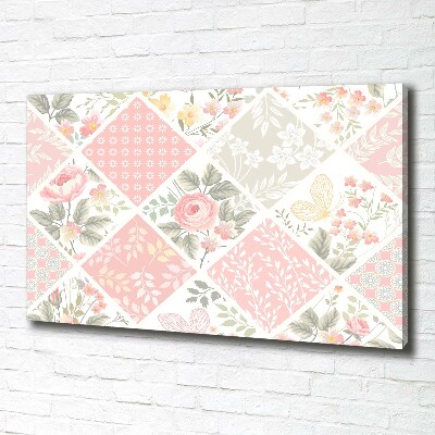 Quadro stampa su tela Motivo con rose e farfalle