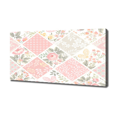 Quadro stampa su tela Motivo con rose e farfalle