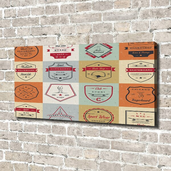 Quadro stampa su tela Segnali per skateboard